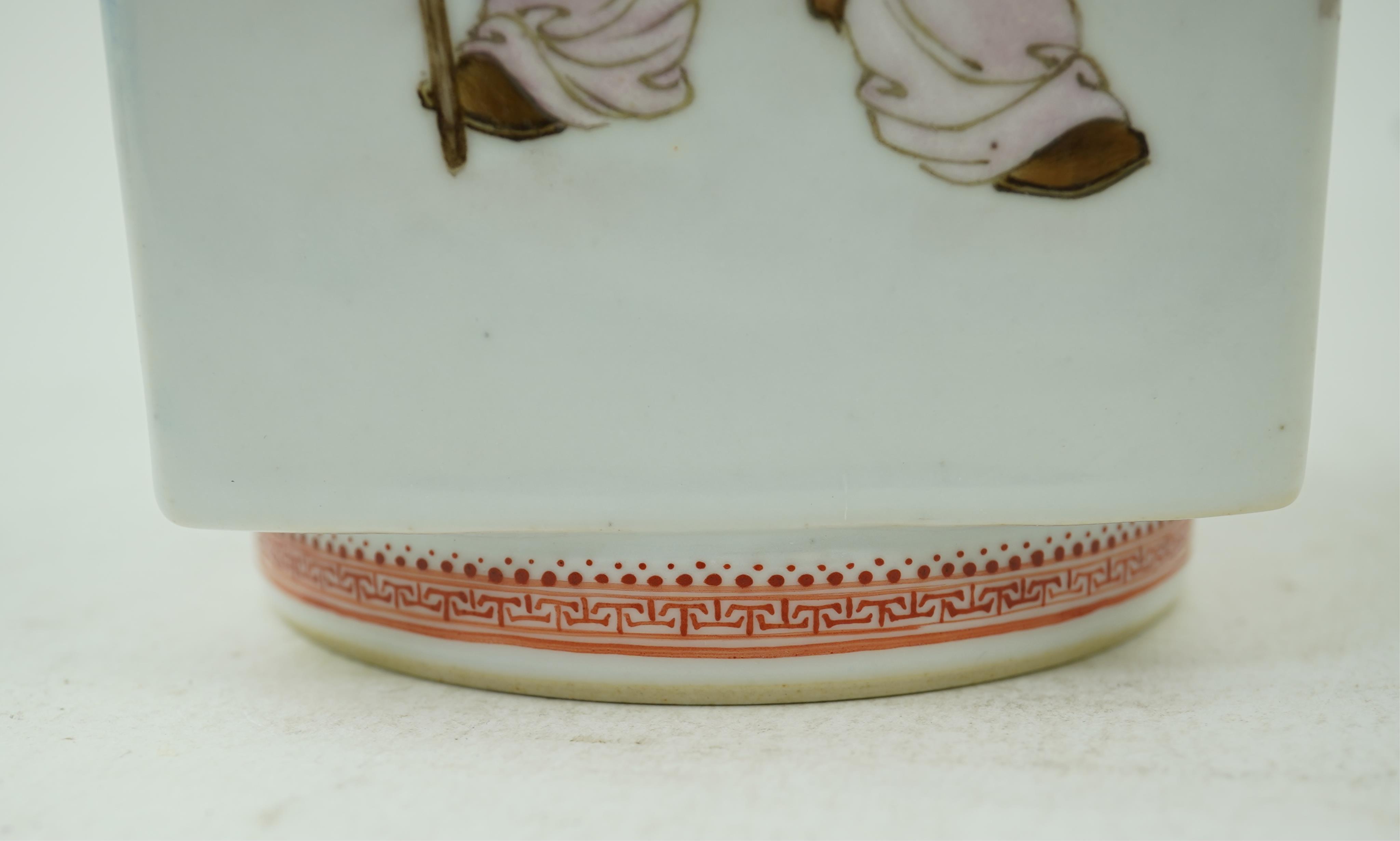 A Chinese enamelled porcelain cong-shaped vase, probably Cultural Revolution period